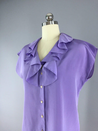 Vintage Purple Ruffle Blouse / Collegian 1960s - ThisBlueBird