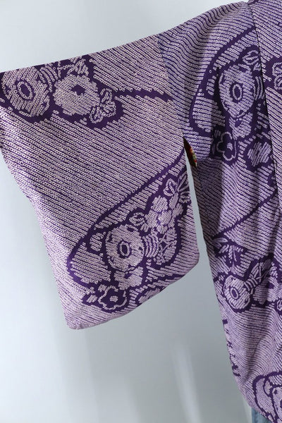 Vintage Purple Shibori Kimono Cardigan-ThisBlueBird - Modern Vintage