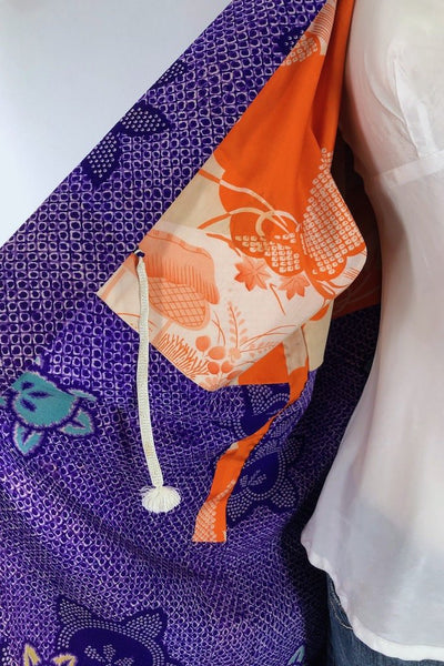 Vintage Purple Shibori Silk Kimono Cardigan-ThisBlueBird - Modern Vintage