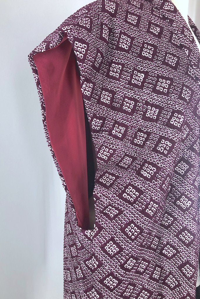 Vintage Purple Shibori Silk Kimono Vest