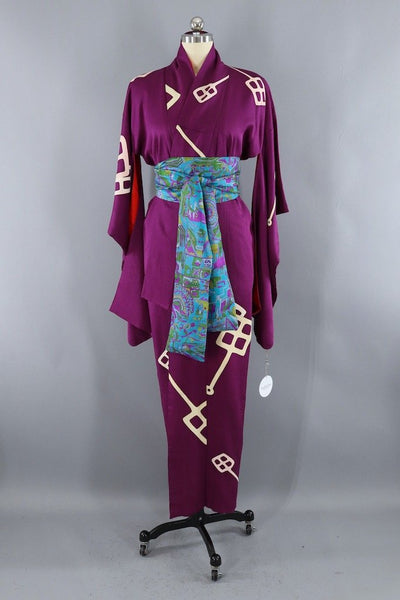 Vintage Purple Silk Kimono Robe ThisBlueBird