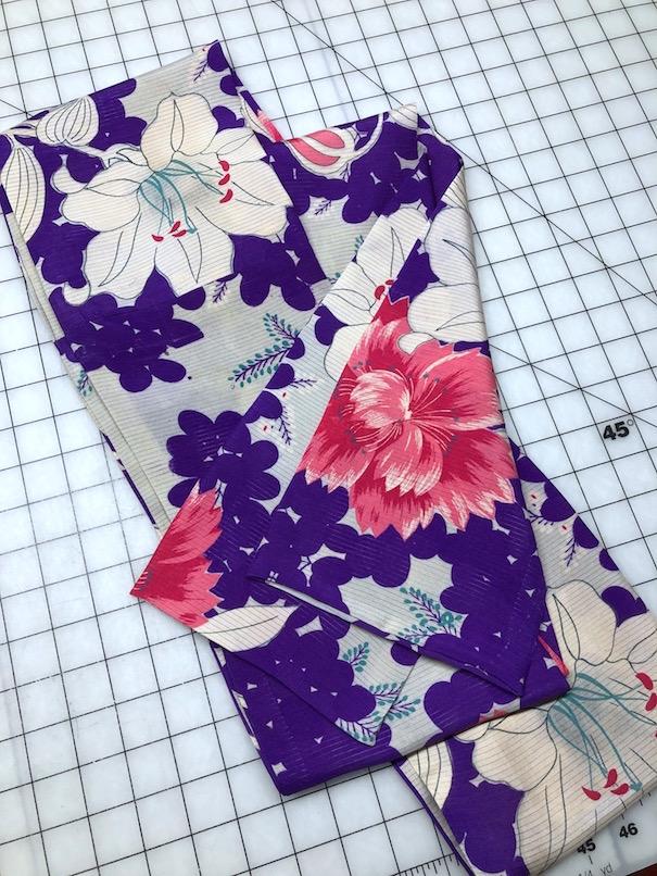 Vintage Purple Silk Kimono with Sheer Bird Pattern-ThisBlueBird - Modern Vintage