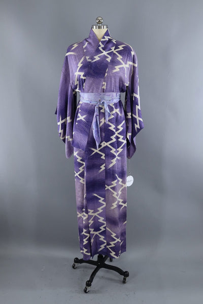 Vintage Purple Silk Summer Kimono-ThisBlueBird - Modern Vintage