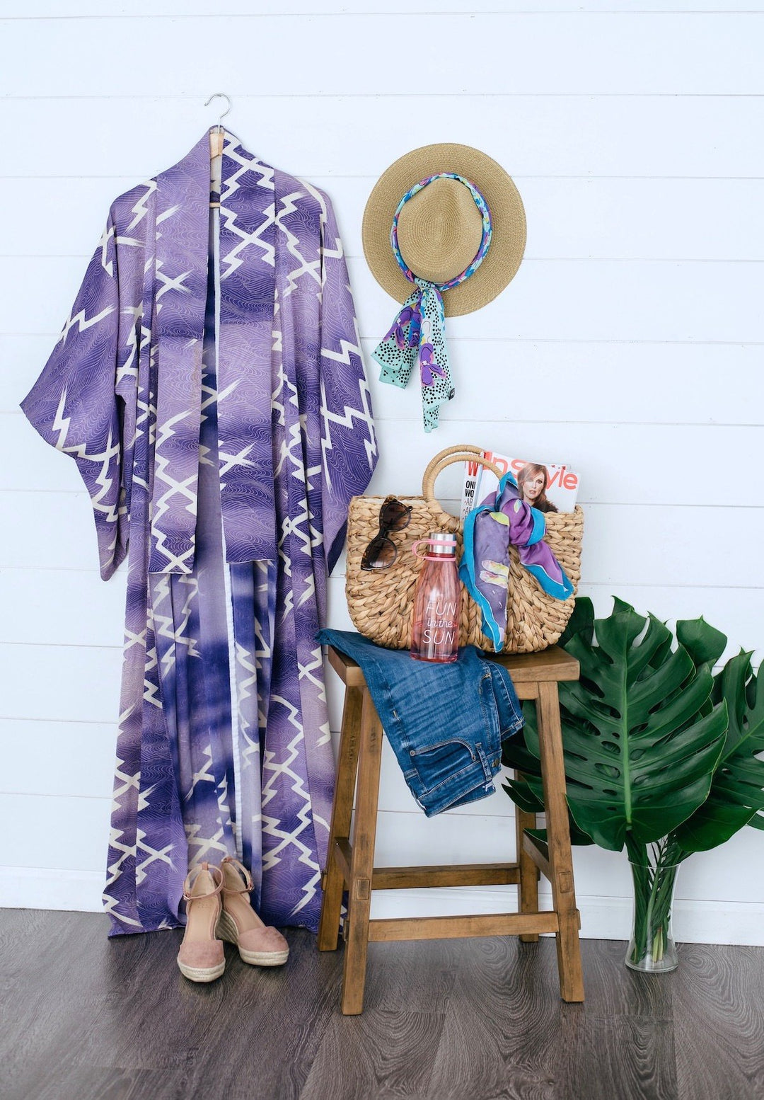 Vintage Purple Silk Summer Kimono-ThisBlueBird - Modern Vintage
