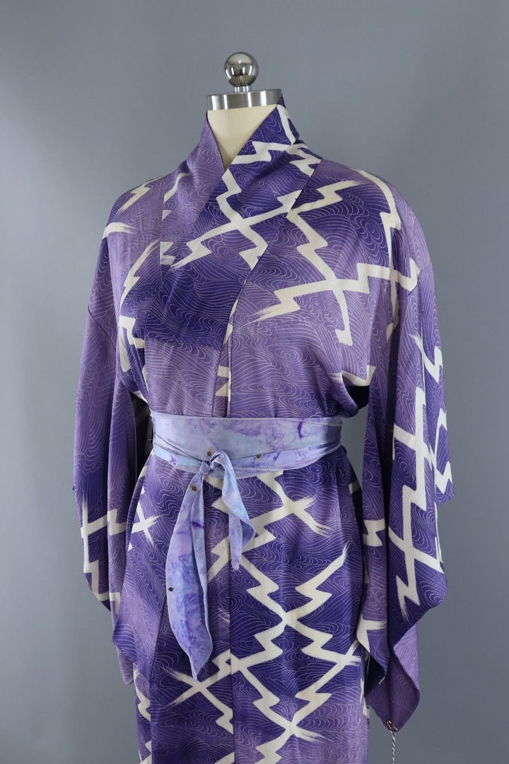 Vintage Purple Silk Summer Kimono-ThisBlueBird - Modern Vintage