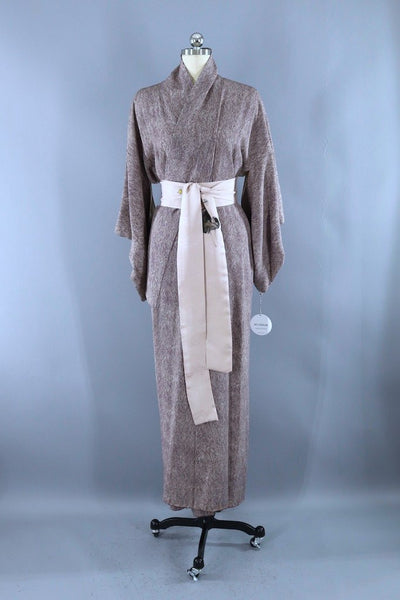 Vintage Purple Tiny Dot Silk Kimono Robe-ThisBlueBird - Modern Vintage