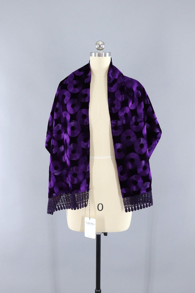 Vintage Purple Velvet Kimono Shawl - ThisBlueBird