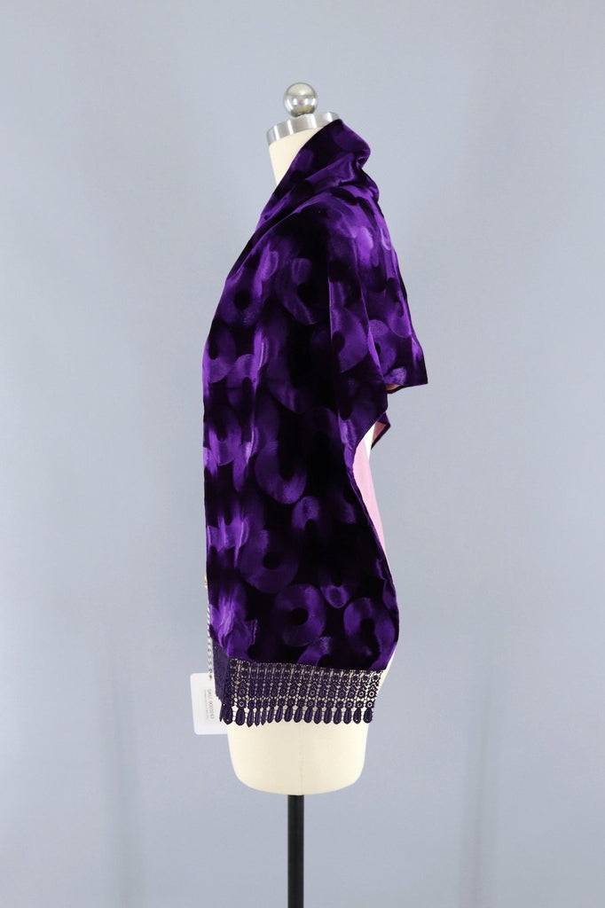 Vintage Purple Velvet Kimono Shawl - ThisBlueBird