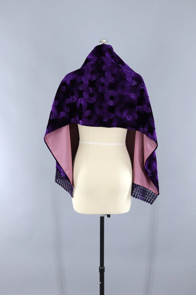 Vintage Purple Velvet Kimono Shawl - ThisBlueBird