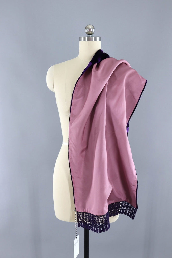 Vintage Purple Velvet Kimono Shawl - ThisBlueBird