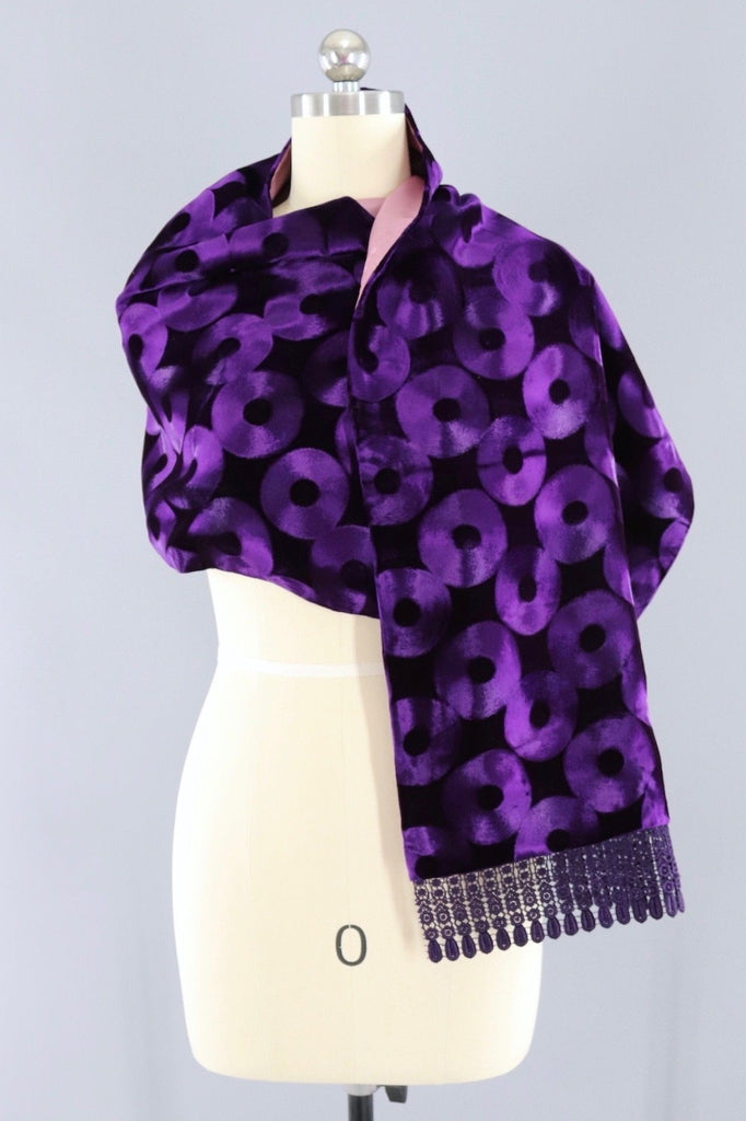 Vintage Purple Velvet Kimono Shawl - ThisBlueBird