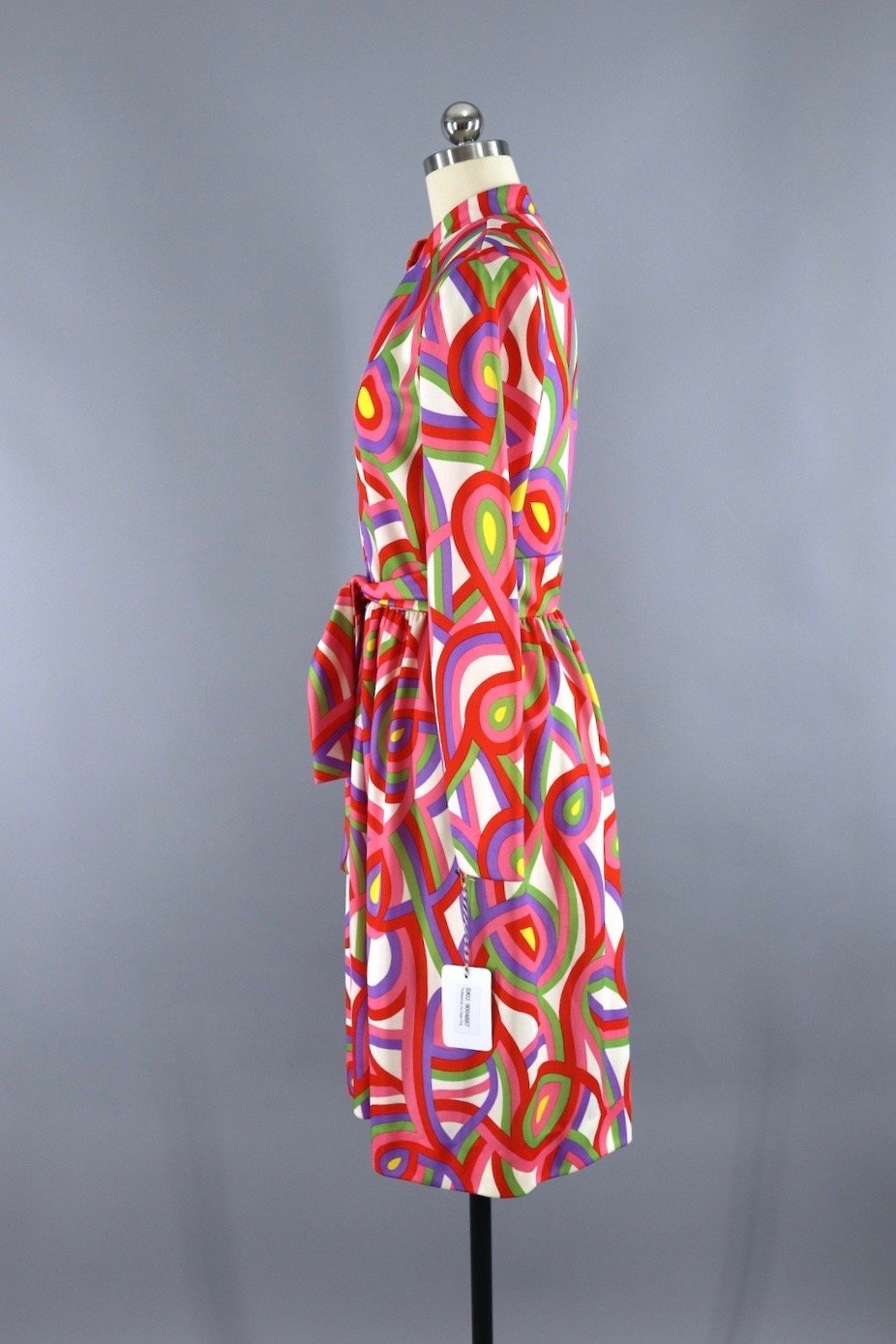 Vintage Rainbow Stripe Day Dress - Leslie Fay - ThisBlueBird