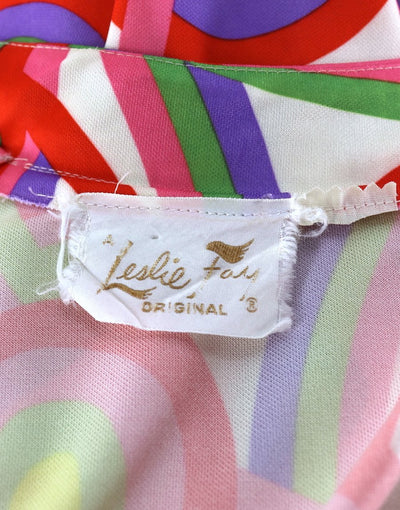 Vintage Rainbow Stripe Day Dress - Leslie Fay - ThisBlueBird