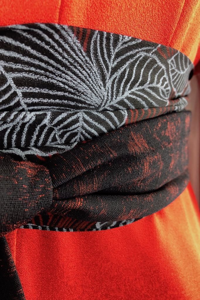 Vintage Red &amp; Black Silk Kimono Robe-ThisBlueBird - Modern Vintage