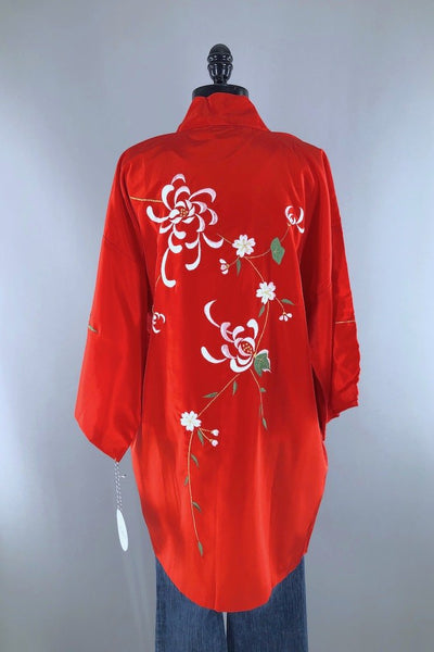 Vintage Red Chrysanthemum Embroidered Robe-ThisBlueBird - Modern Vintage