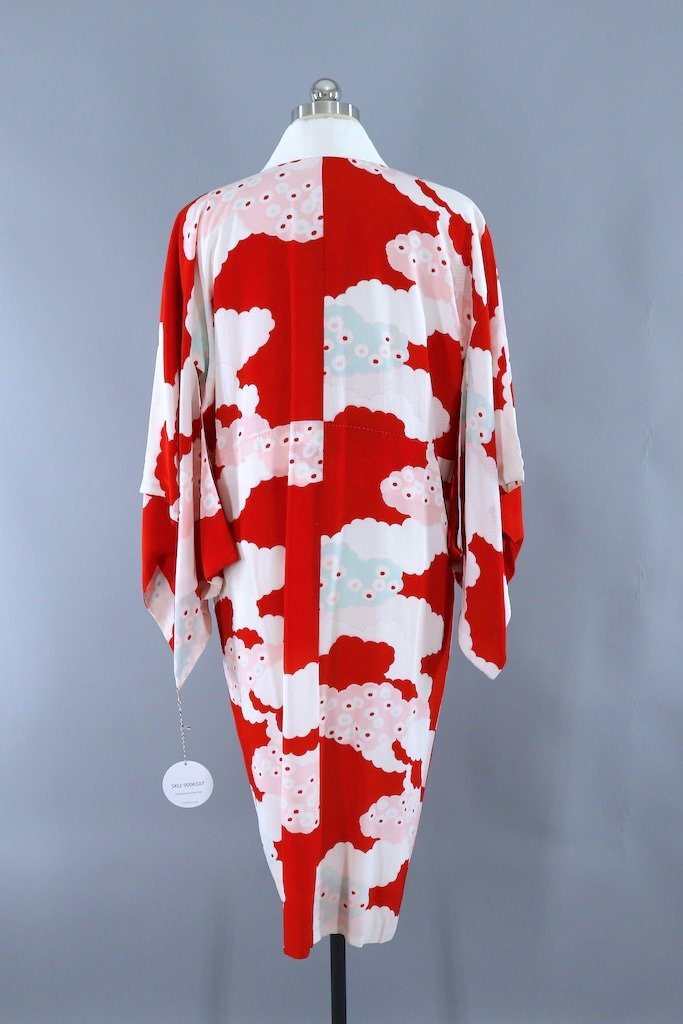 Vintage Red Clouds Silk Kimono Robe – ThisBlueBird