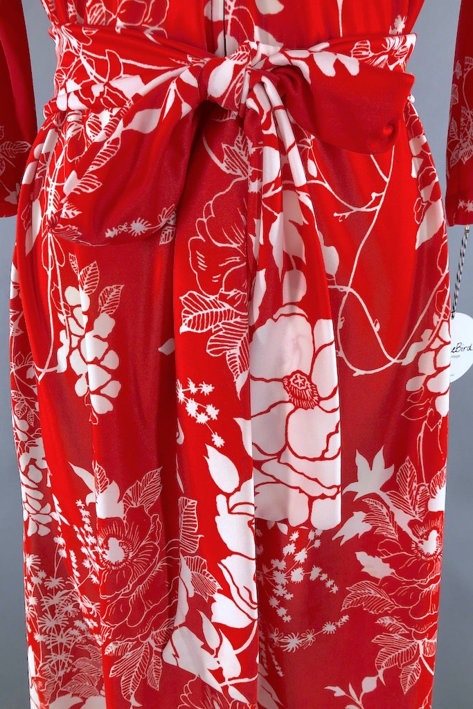 Vintage Red Floral Maxi Dress – ThisBlueBird