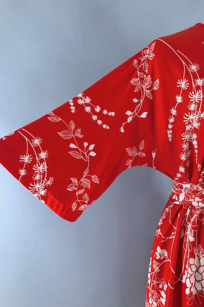 Vintage Red Floral Maxi Dress-ThisBlueBird - Modern Vintage