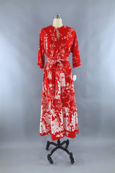 Vintage Red Floral Maxi Dress – ThisBlueBird