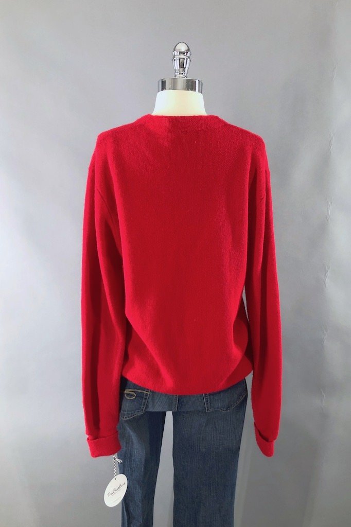 Vintage Red Izod Lacoste Cardigan Sweater-ThisBlueBird - Modern Vintage