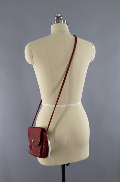 Vintage Red Leather COACH Cross Body Bag - ThisBlueBird
