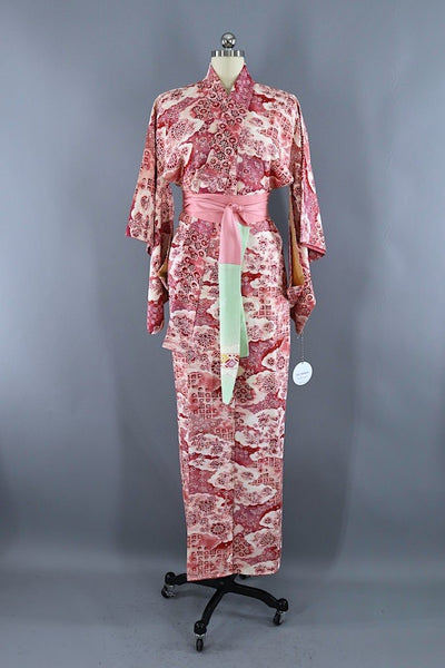 Vintage Red & Pink Floral Kimono-ThisBlueBird - Modern Vintage