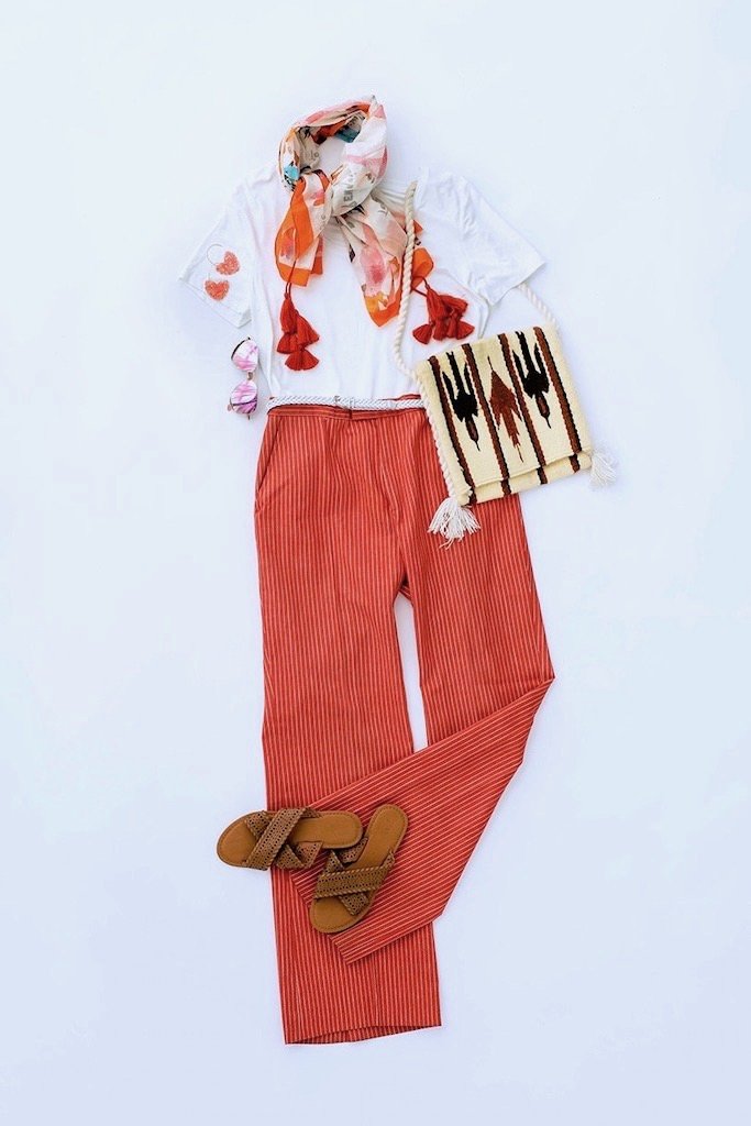 Vintage 1970s Red Pinstripe Pants-ThisBlueBird - Modern Vintage