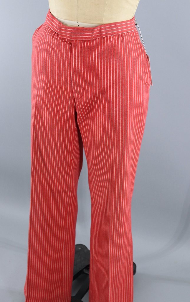 Vintage 1970s Red Pinstripe Pants - ThisBlueBird