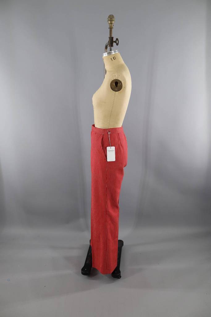Vintage 1970s Red Pinstripe Pants - ThisBlueBird