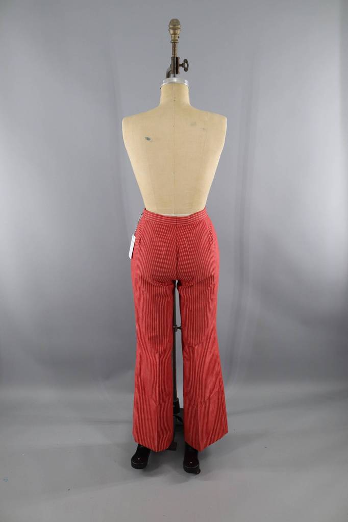 Vintage 1970s Red Pinstripe Pants - ThisBlueBird