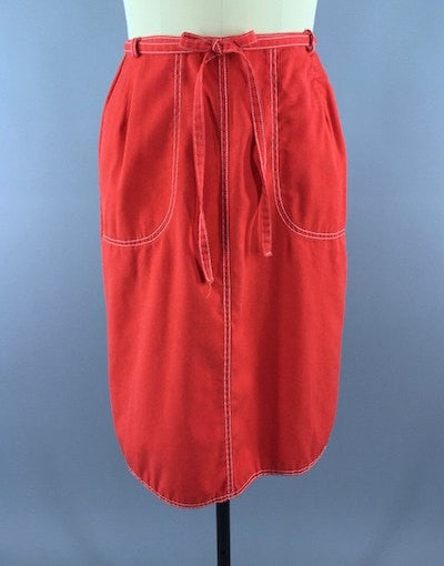 Vintage Red Wrap Skirt - ThisBlueBird
