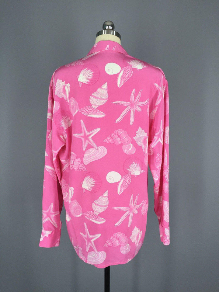 Vintage Rosa Cha Blouse / Preppy Pink Seashells - ThisBlueBird