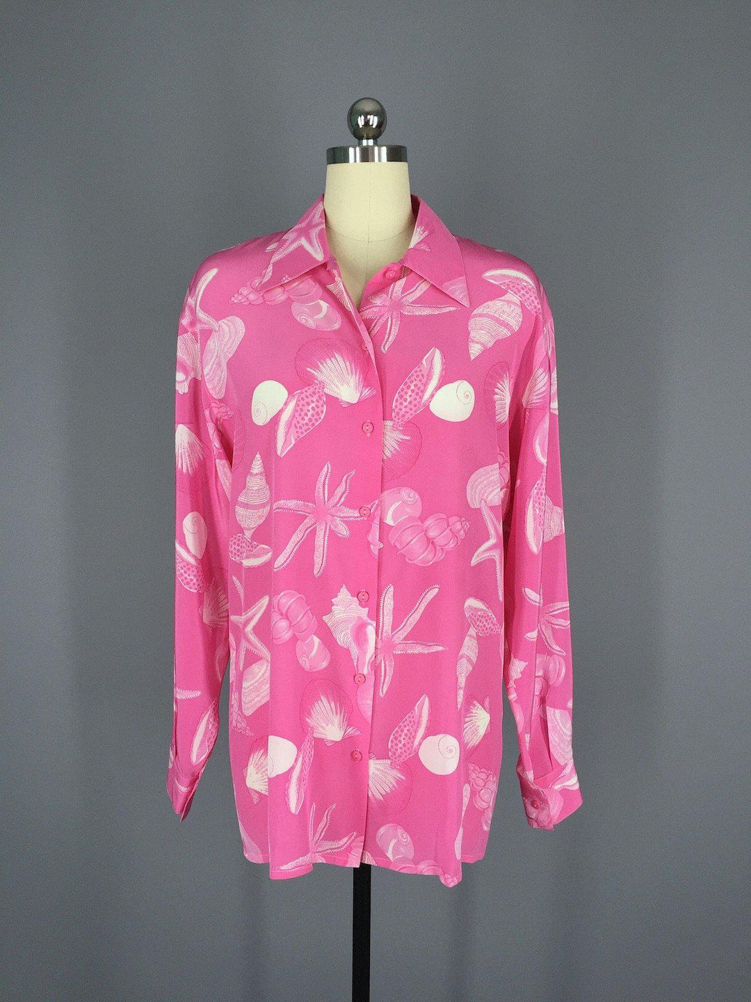 Vintage Rosa Cha Blouse / Preppy Pink Seashells - ThisBlueBird