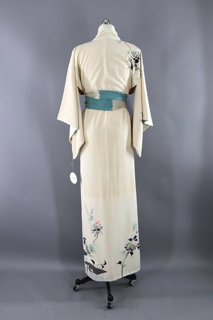 Vintage Roses Silk Kimono Robe-ThisBlueBird - Modern Vintage