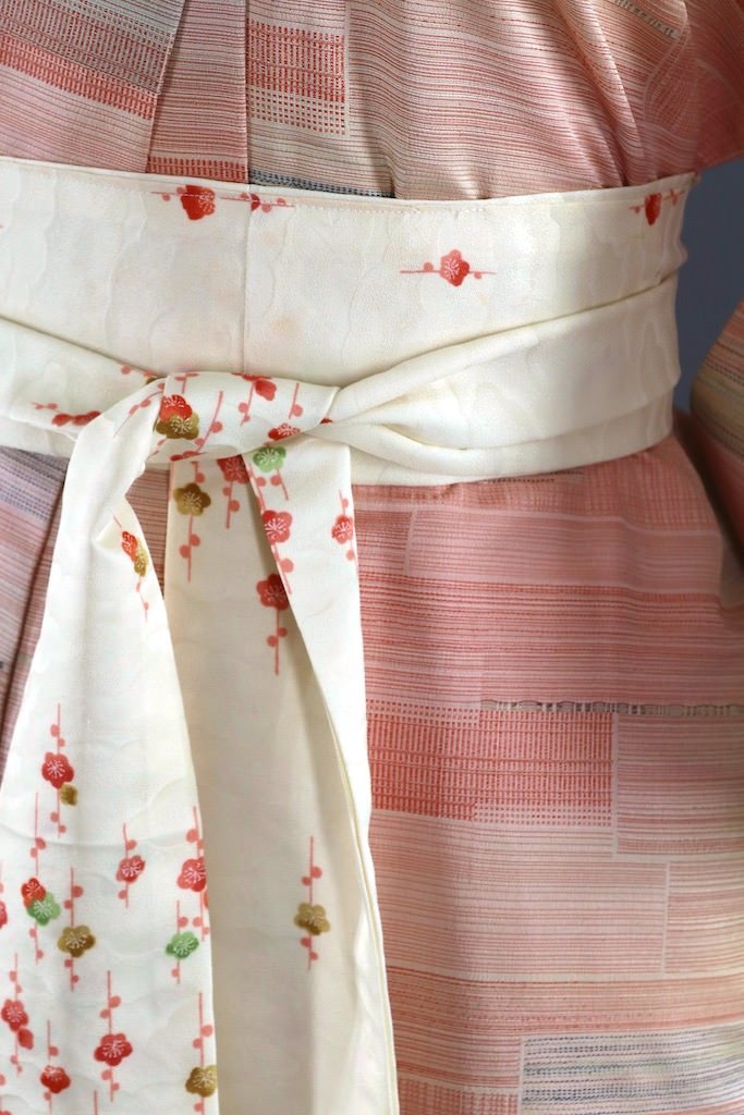 Vintage Salmon Pink Silk Kimono Robe-ThisBlueBird - Modern Vintage