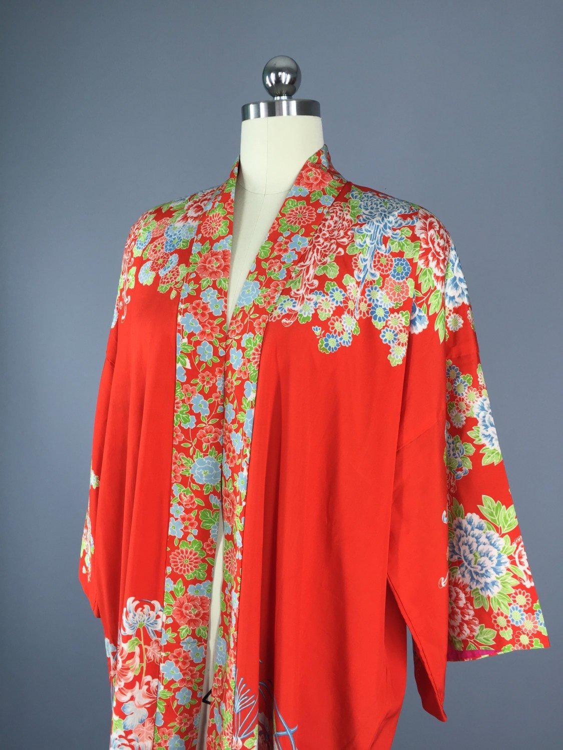 Vintage Silk Art Deco Robe Kimono / 1920s 1930s Flapper - ThisBlueBird