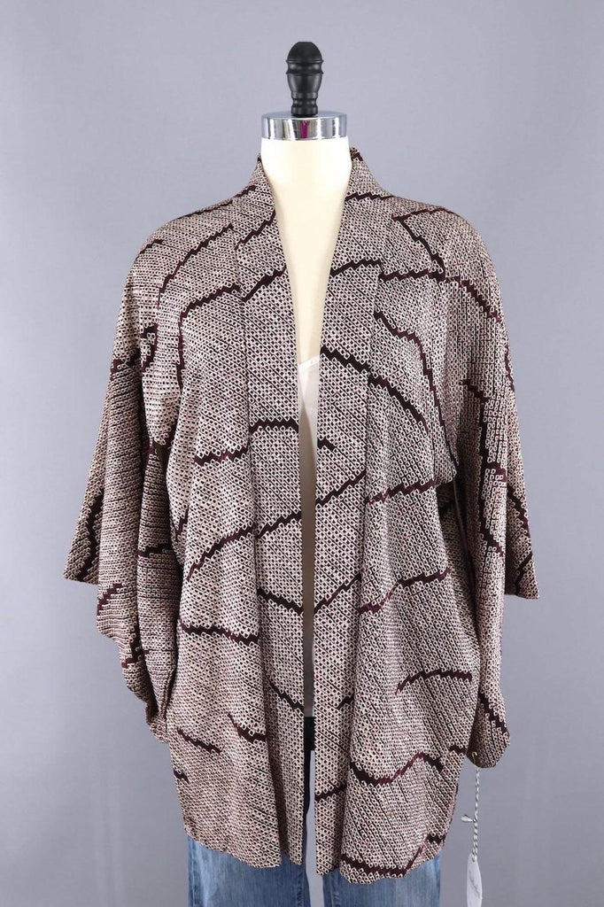 Vintage Silk Kimono Cardiagn / Purple Maroon Shibori – ThisBlueBird