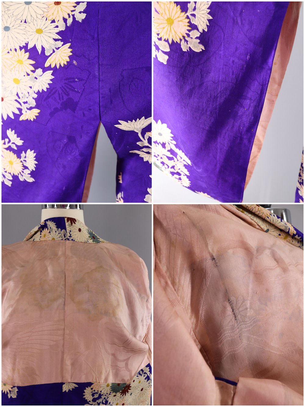 Vintage Silk Kimono Cardigan / Blue & Ivory Floral - ThisBlueBird