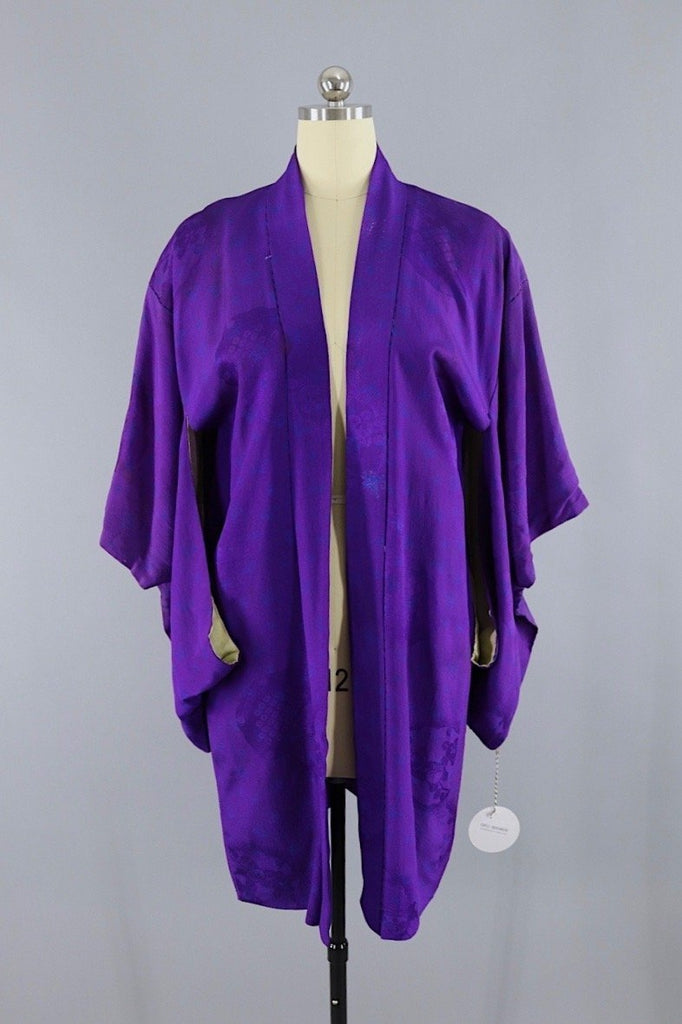 Vintage Silk Kimono Cardigan / Royal Purple Blue Floral – ThisBlueBird