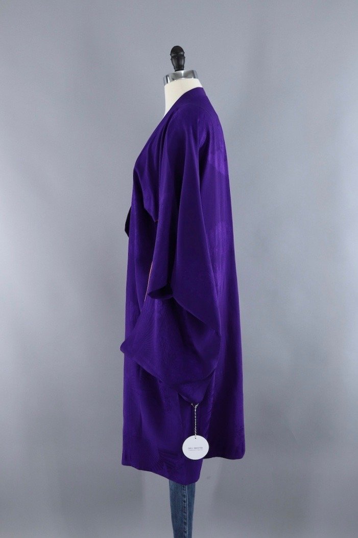 Vintage Silk Kimono Cardigan / Royal Purple - ThisBlueBird