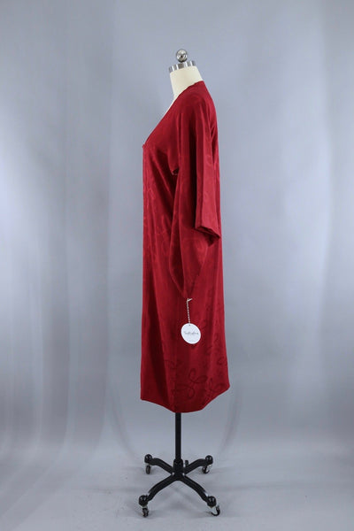 Vintage Silk Kimono Coat / Brick Red - ThisBlueBird