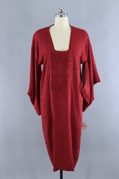 Vintage Silk Kimono Coat / Brick Red - ThisBlueBird