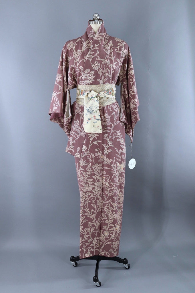Vintage SIlk Kimono / Dusty Purple Floral – ThisBlueBird