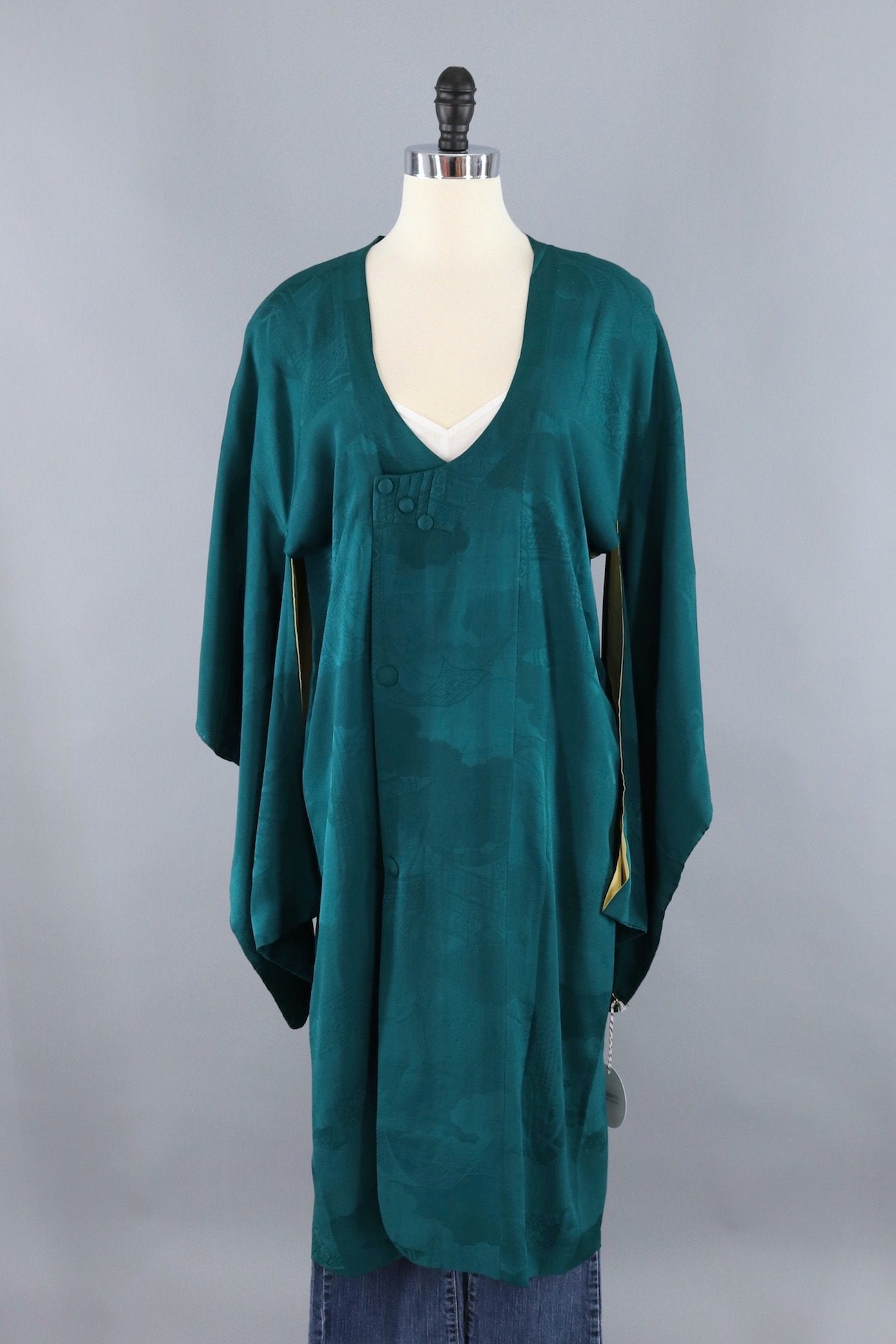 Vintage Silk Kimono Jacket / Forest Emerald Green - ThisBlueBird
