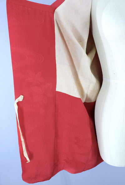 Vintage Silk Kimono Jacket in Red Floral - ThisBlueBird
