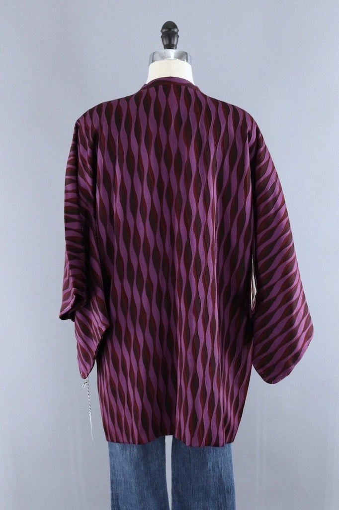 Vintage Silk Kimono Jacket / Purple Waves - ThisBlueBird