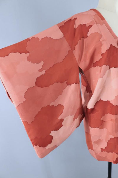 Vintage Silk Kimono Jacket - Terra Cotta Pink Clouds - ThisBlueBird
