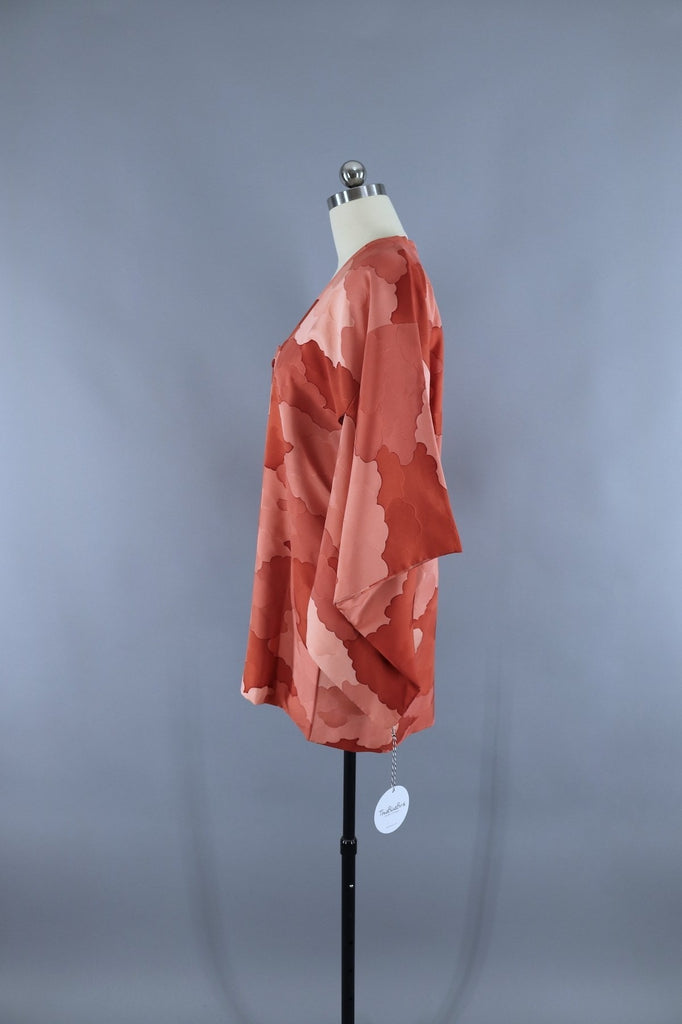 Vintage Silk Kimono Jacket - Terra Cotta Pink Clouds - ThisBlueBird