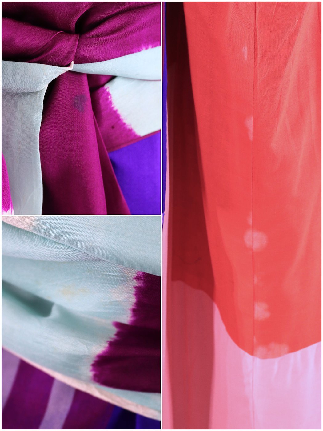 Vintage Silk Kimono Robe / Blue and Purple Stripes - ThisBlueBird