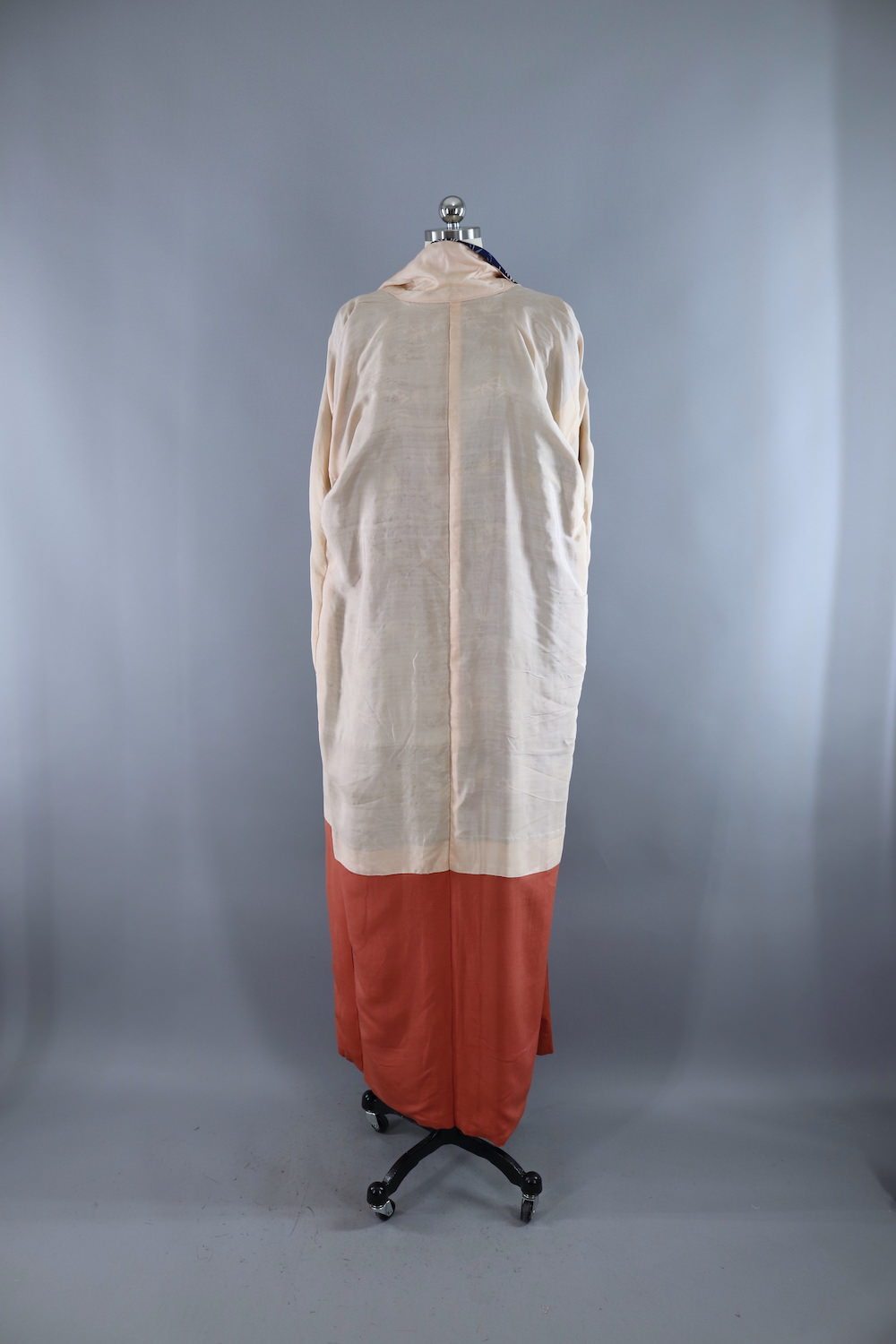 Vintage Silk Kimono Robe / Blue Bamboo Print - ThisBlueBird